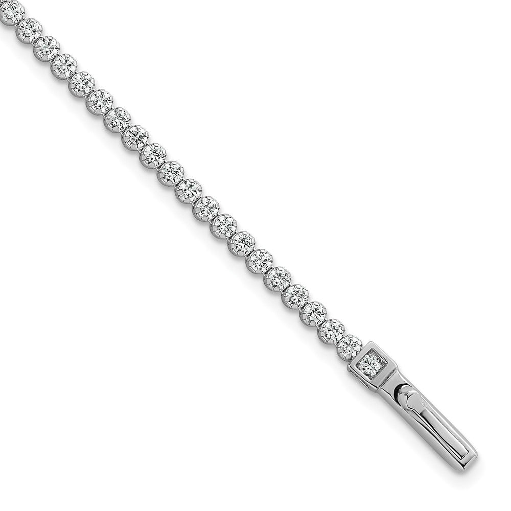Sterling Silver RH-plated Polished 2.5mm CZ 7.5in Tennis Bracelet
