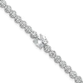 Sterling Silver RH-plated Polished Fancy Round CZ 7.25in Bracelet