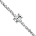 Sterling Silver RH-plated Polished Round and Rectangle CZ 7.25in Bracelet