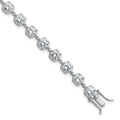 Sterling Silver RH-plated Polished CZ Hexagon 8 Inch Bracelet