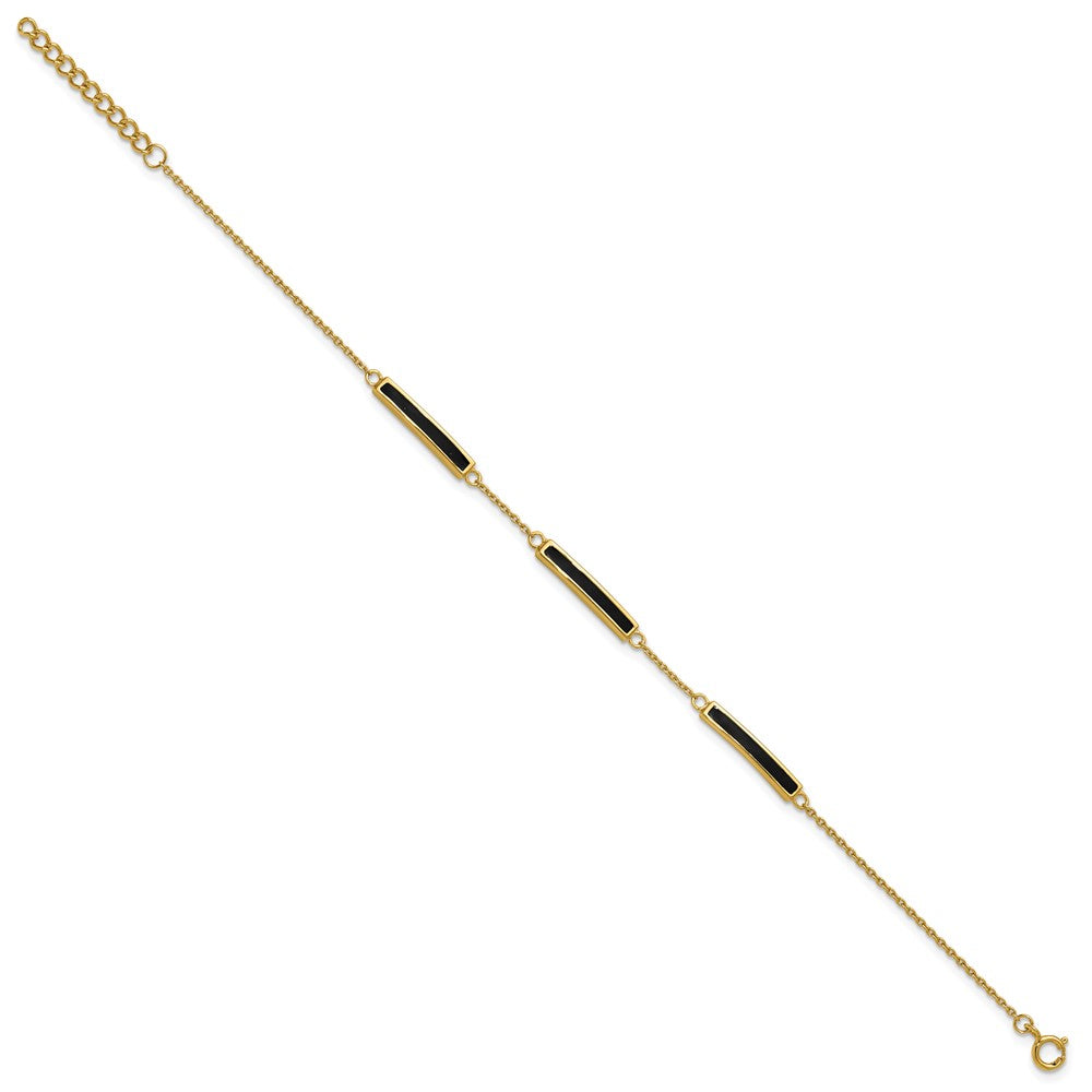 Sterling Silver Gold-plated Enamel 7in with .5in ext. Bracelet