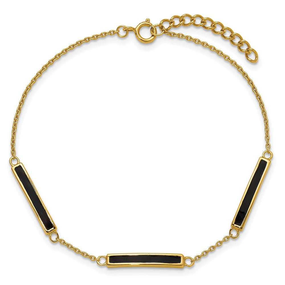 Sterling Silver Gold-plated Enamel 7in with .5in ext. Bracelet