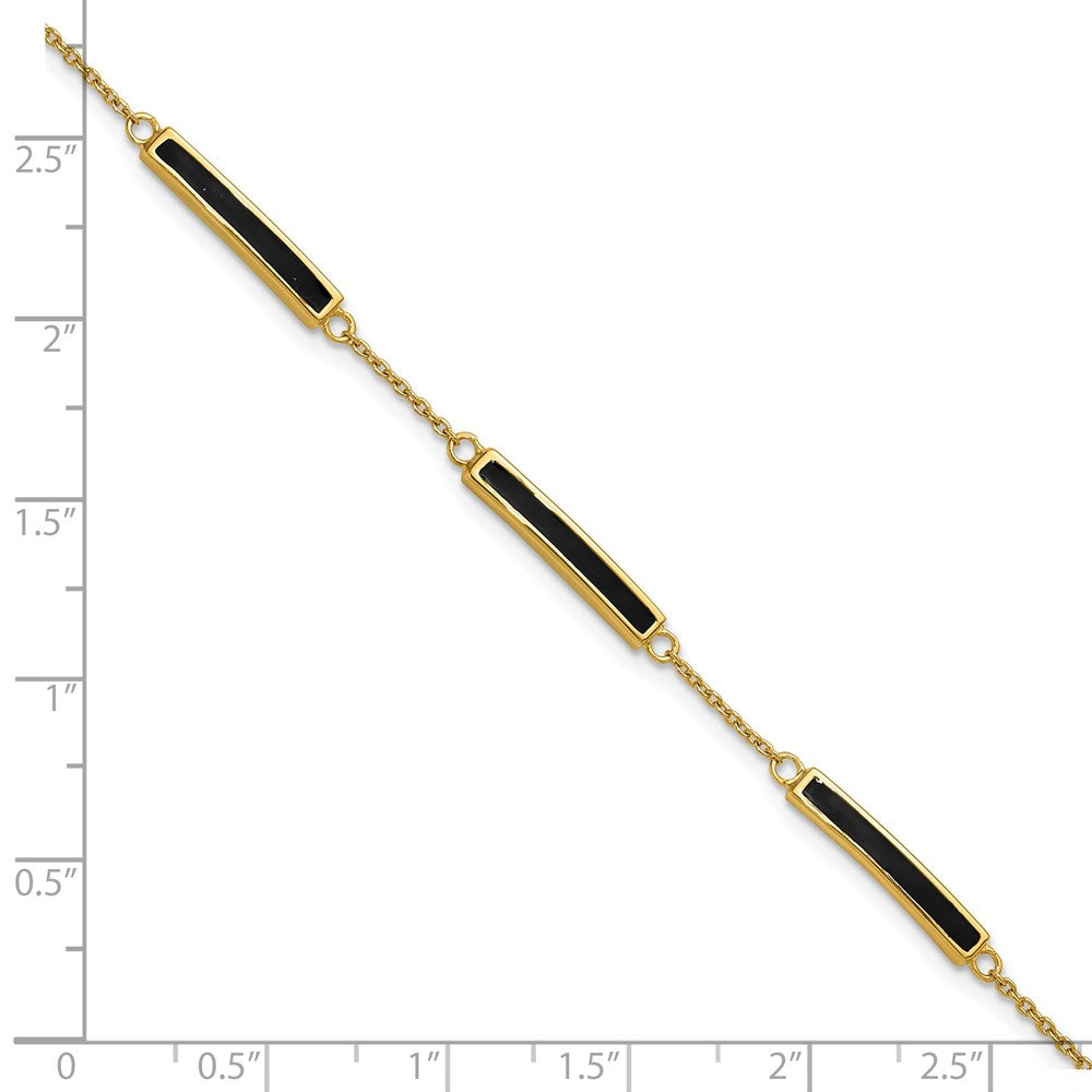 Sterling Silver Gold-plated Enamel 7in with .5in ext. Bracelet