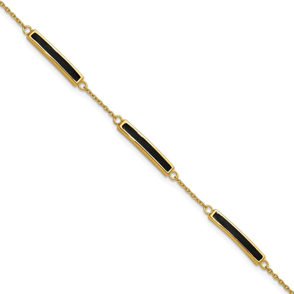 Sterling Silver Gold-plated Enamel 7in with .5in ext. Bracelet