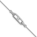 Sterling Silver RH-plated Polished CZ Link 7in w/.5in Ext Bracelet