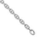 Sterling Silver Rhodium-plated Polished CZ Anchor Link Bracelet