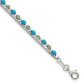 Sterling Silver Green Aventurine and Turquoise Beaded Bracelet