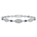 Sterling Silver Rhodium-plated Blue and White CZ 7in Bracelet