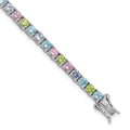 Sterling Silver Rhodium-plated Multi Color CZ 7.25in Bracelet