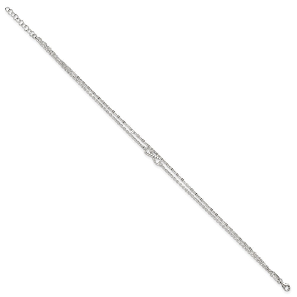 Sterling Silver Polished Infinity 2-Strand 9in Plus 1in Ext Anklet