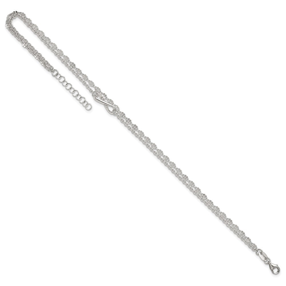 Sterling Silver Polished Infinity 2-Strand 9in Plus 1in Ext Anklet