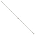 Sterling Silver Polished and Beaded Heart 9in Plus 1in Ext Anklet