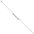 Sterling Silver Polished Multicolor CZ and Hearts 9in Plus 1in Ext Anklet