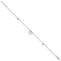 Sterling Silver Textured and Beaded Butterfly 9in Plus 1in Ext Anklet