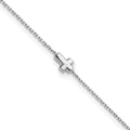 Sterling Silver Rhodium-plated Cross 9in Plus 1in ext. Anklet