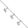 Sterling Silver Polished CZ Dolphins 9in Plus 1in Ext Anklet