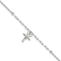 Sterling Silver Polished CZ Palm Tree 9in Plus 1in Ext Anklet