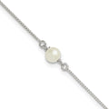 Sterling Silver Polished Freshwater Cultured Pearl 9in Plus 1in Ext Anklet