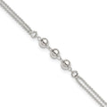 Sterling Silver Polished Beaded 2-Strand Plus Ext Anklet