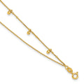 Sterling Silver Gold-tone Polish/ Beaded 2-Strand 9in Plus 1in Ext Anklet