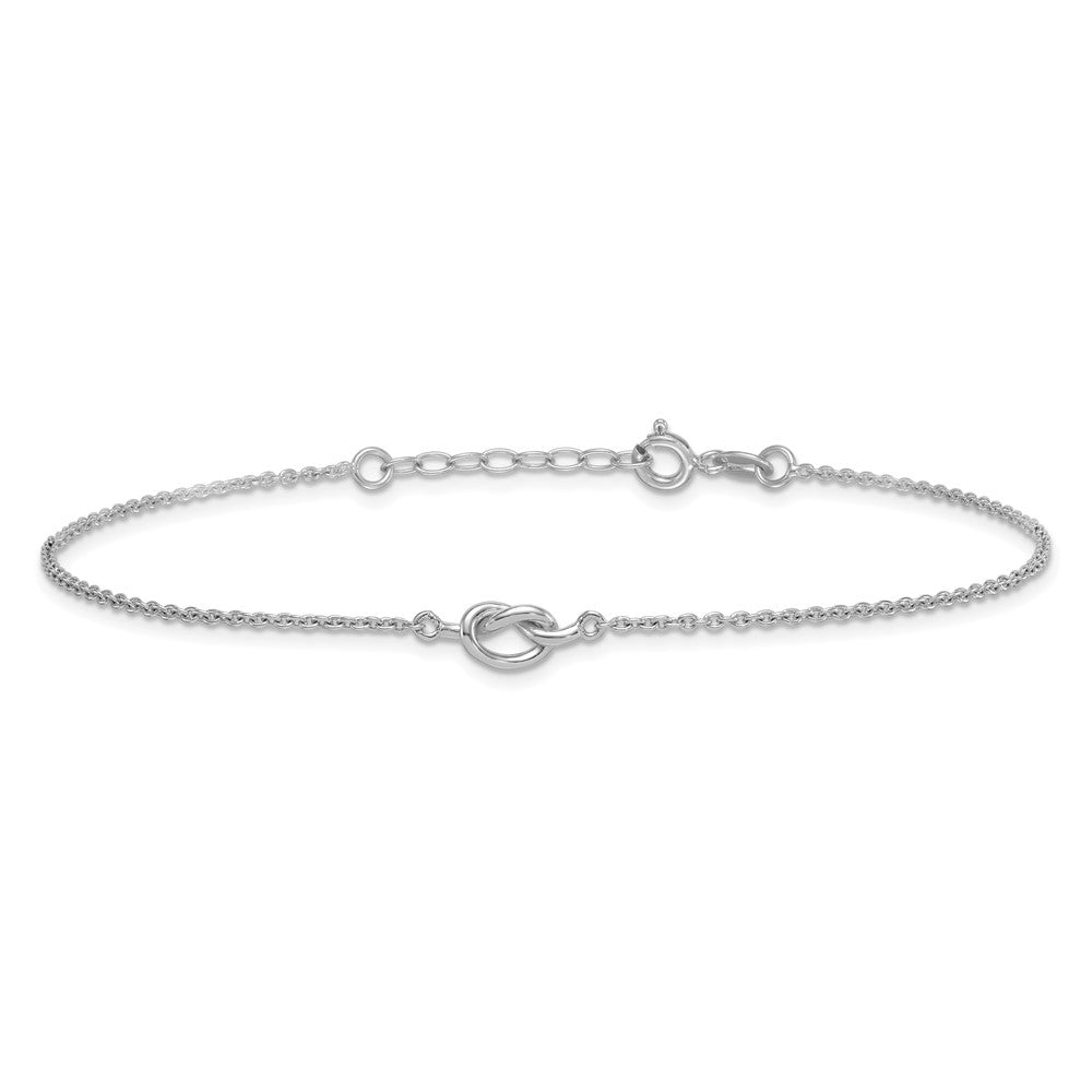 Sterling Silver RH-plated Polished Knot 9in Plus 1in Ext Anklet