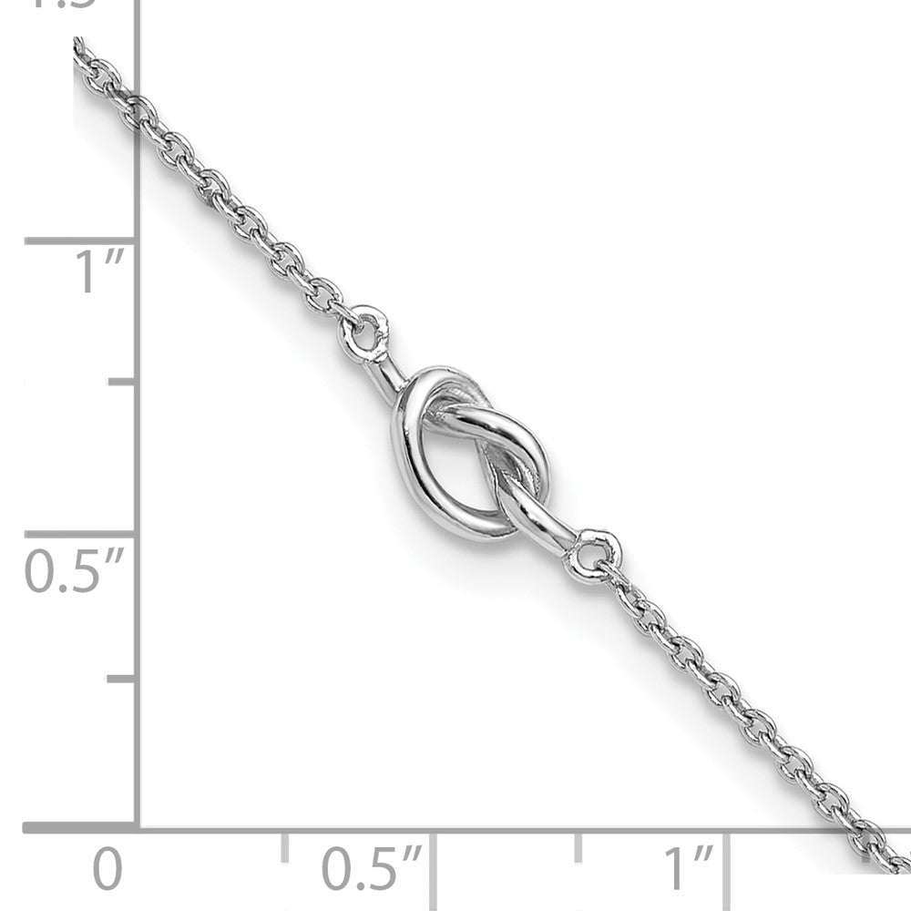 Sterling Silver RH-plated Polished Knot 9in Plus 1in Ext Anklet