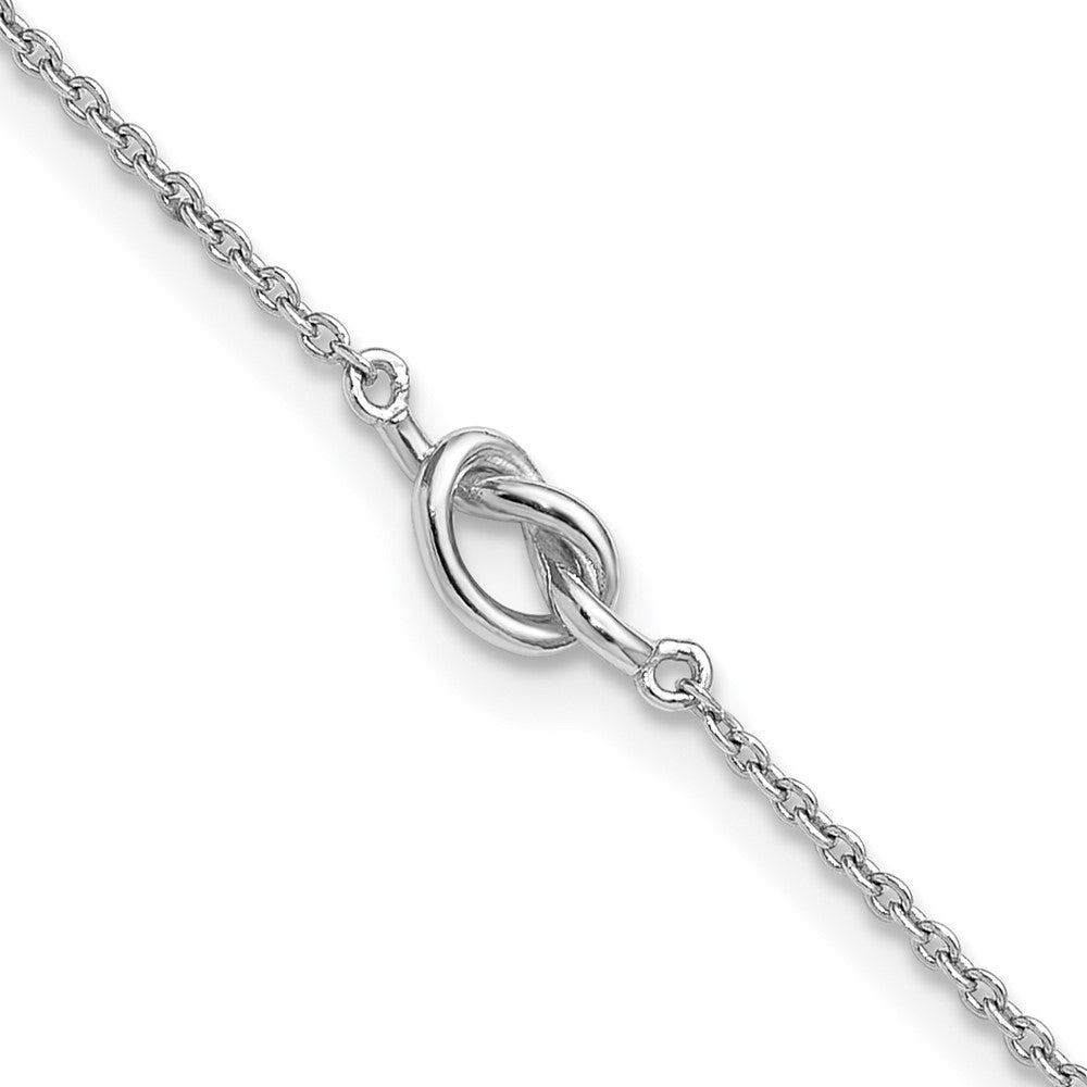 Sterling Silver RH-plated Polished Knot 9in Plus 1in Ext Anklet
