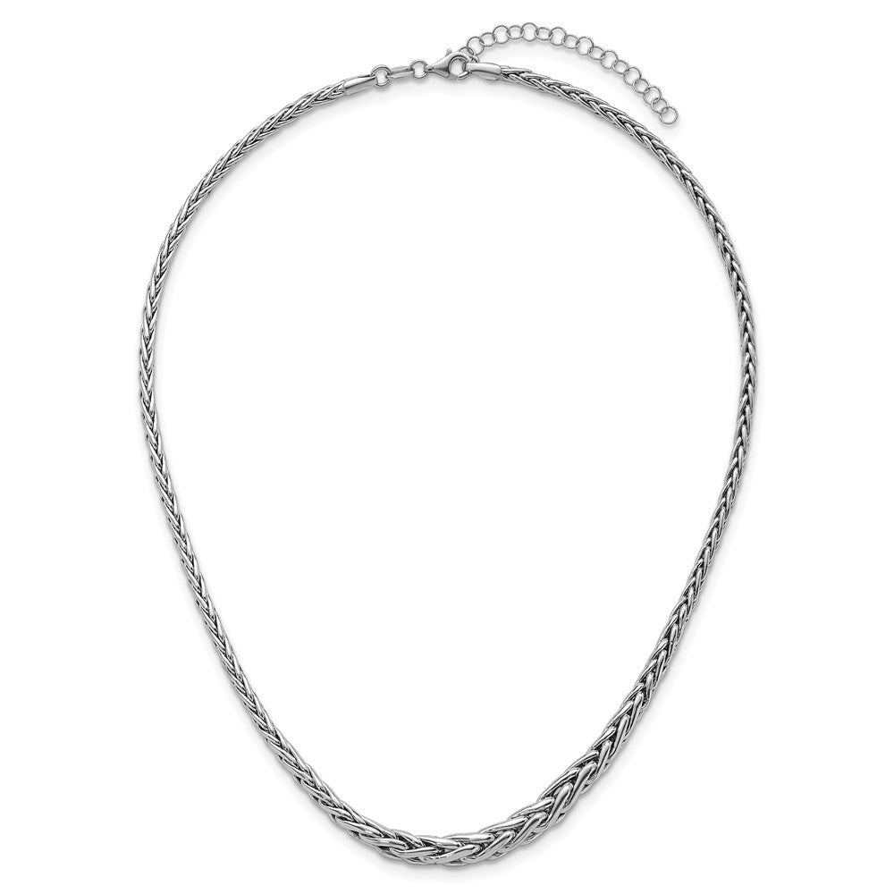 Sterling Silver Rh-plated Fancy Link w/ Ext Bracelet