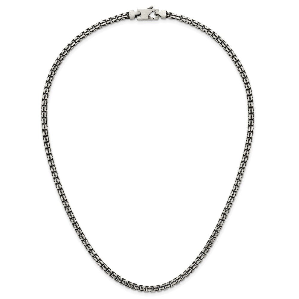 Sterling Silver Antiqued Brushed Fancy Box Link 4mm Bracelet