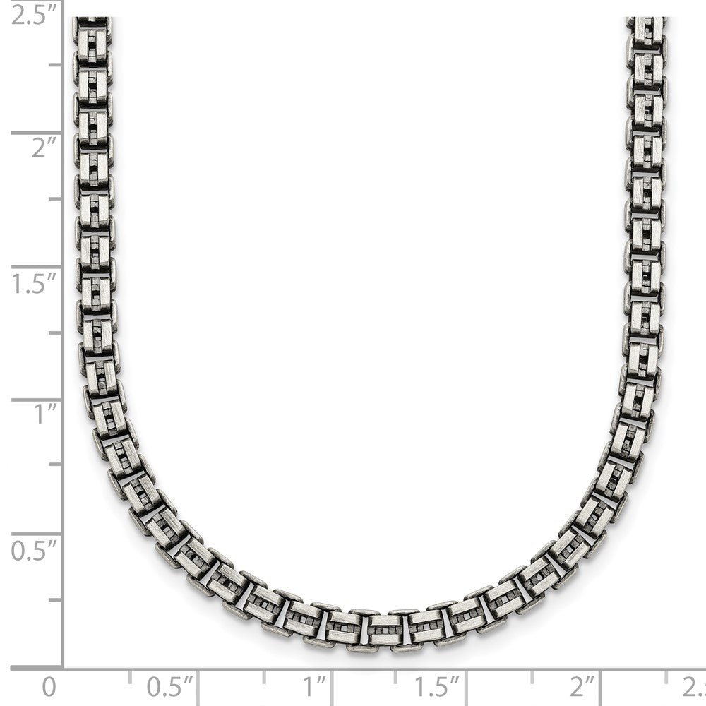 Sterling Silver Antiqued Brushed Fancy Box Link 4mm Bracelet
