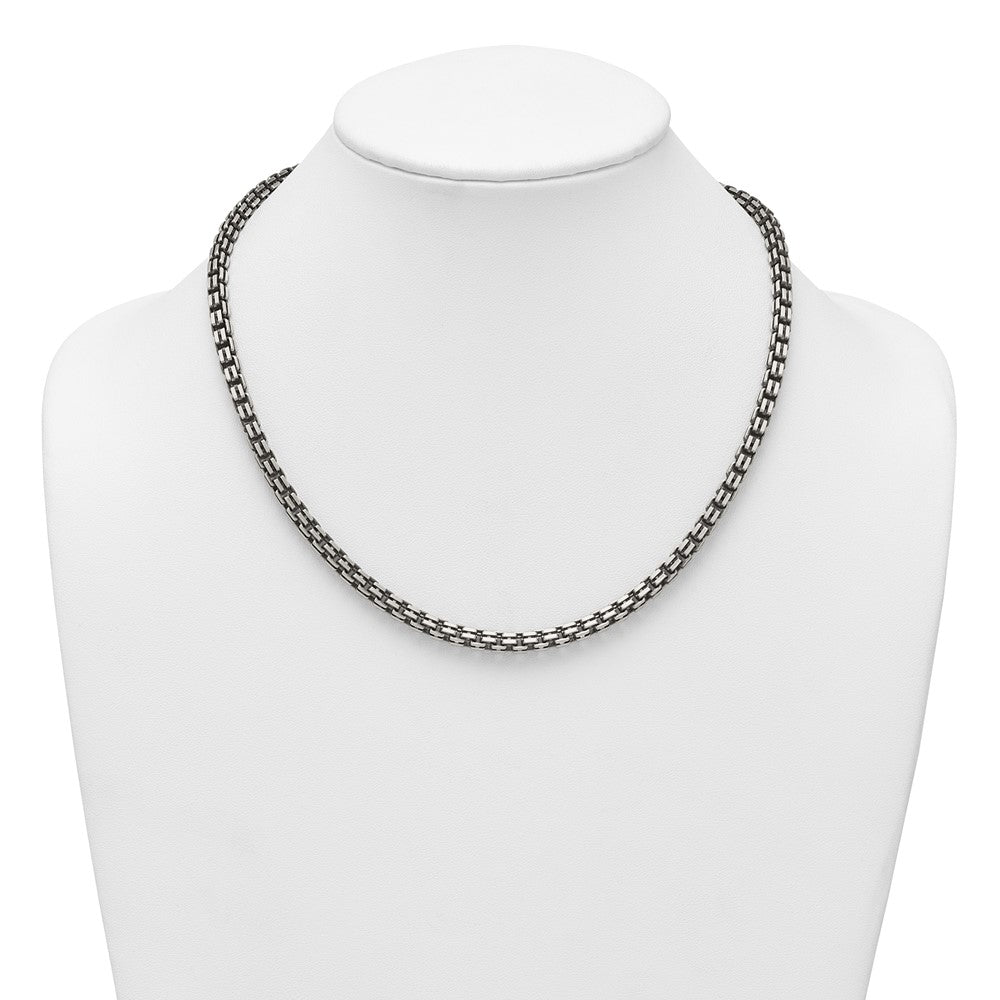 Sterling Silver Antiqued Brushed Fancy Box Link 5mm Bracelet