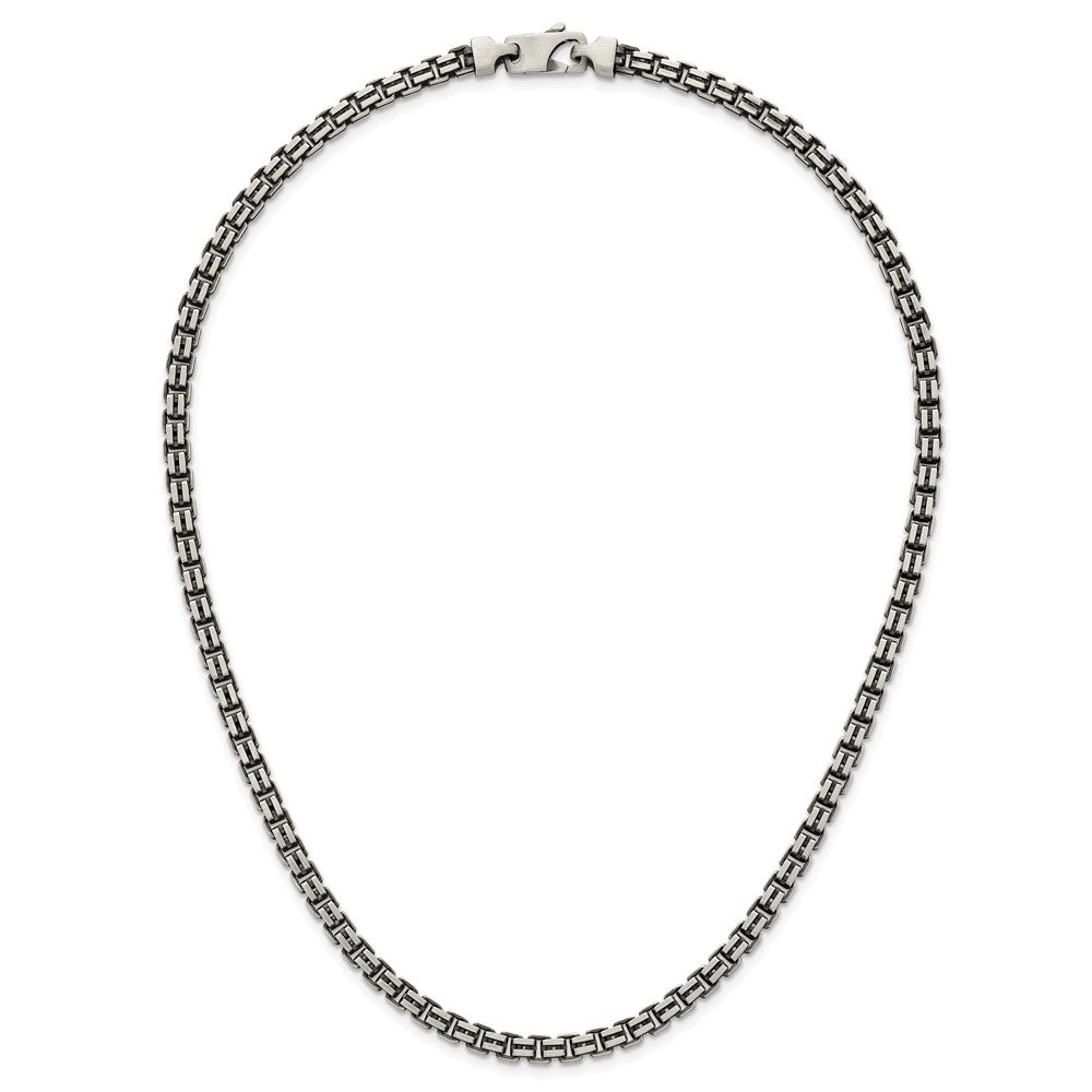 Sterling Silver Antiqued Brushed Fancy Box Link 5mm Bracelet