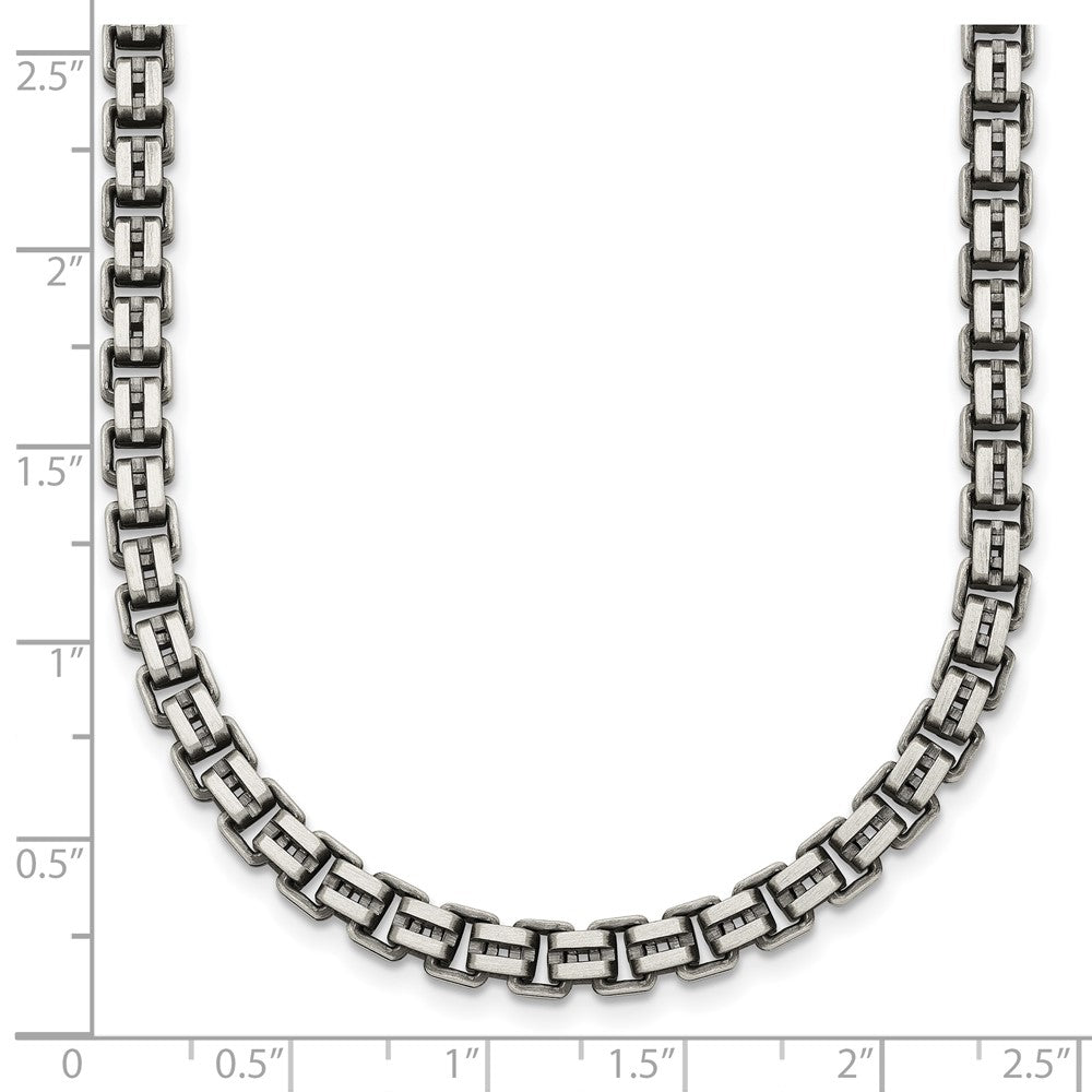 Sterling Silver Antiqued Brushed Fancy Box Link 5mm Bracelet