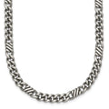 Sterling Silver Black Ruthenium Brushed Flat Curb Chain Men's Bracelet