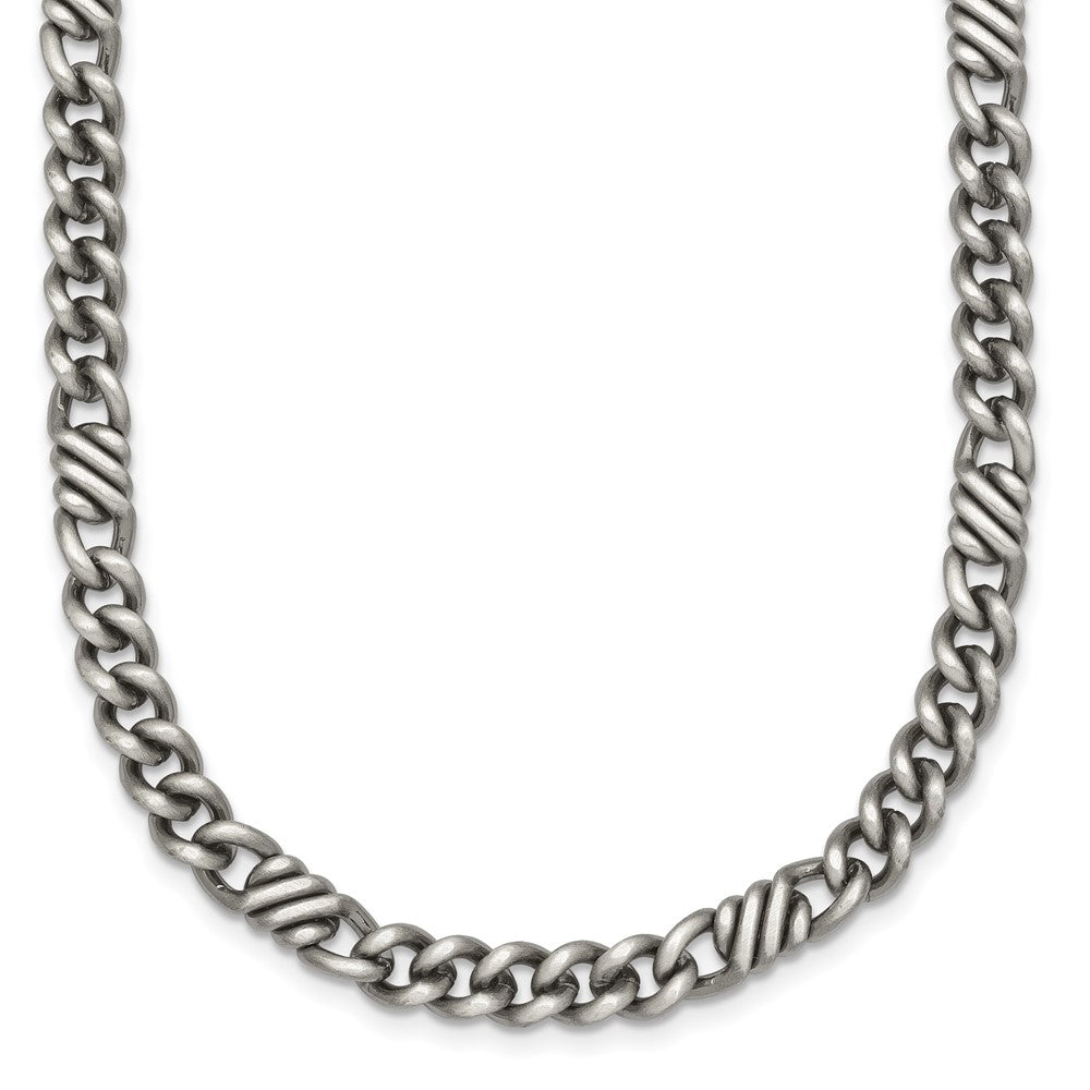 Sterling Silver Black Ruthenium Brushed Flat Curb Chain Men's Bracelet