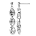 Sterling Silver Rh-plated Polished Puffed Mariner Chain Dangle Earring