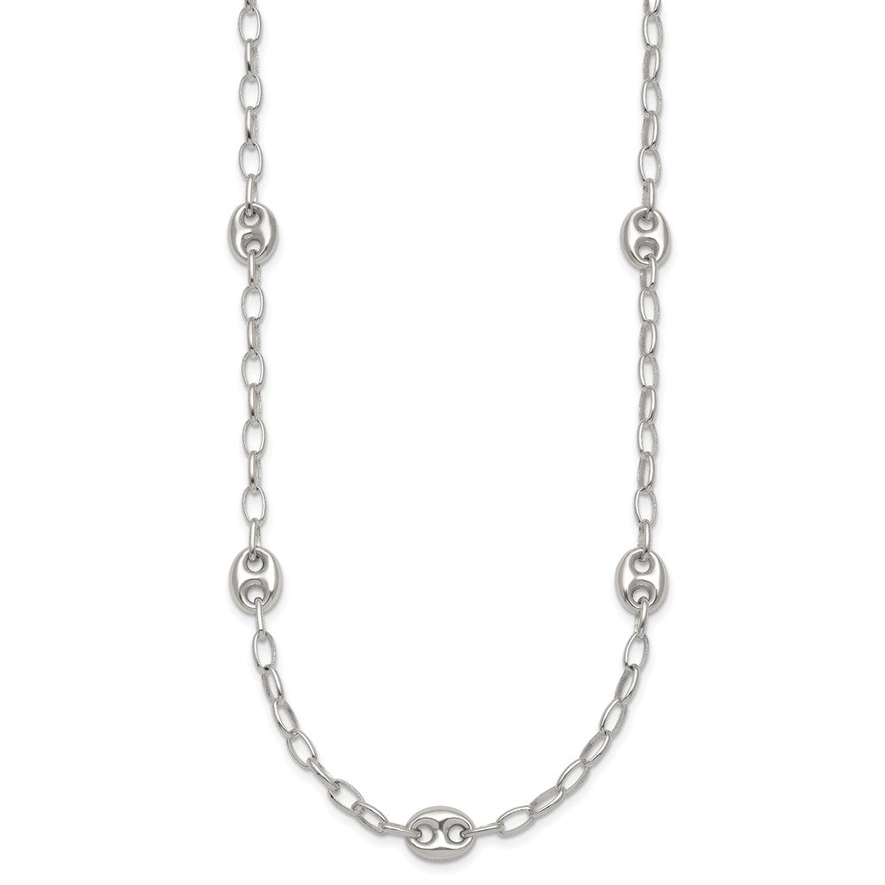 Sterling Silver . Puffed Mariner Link Bracelet
