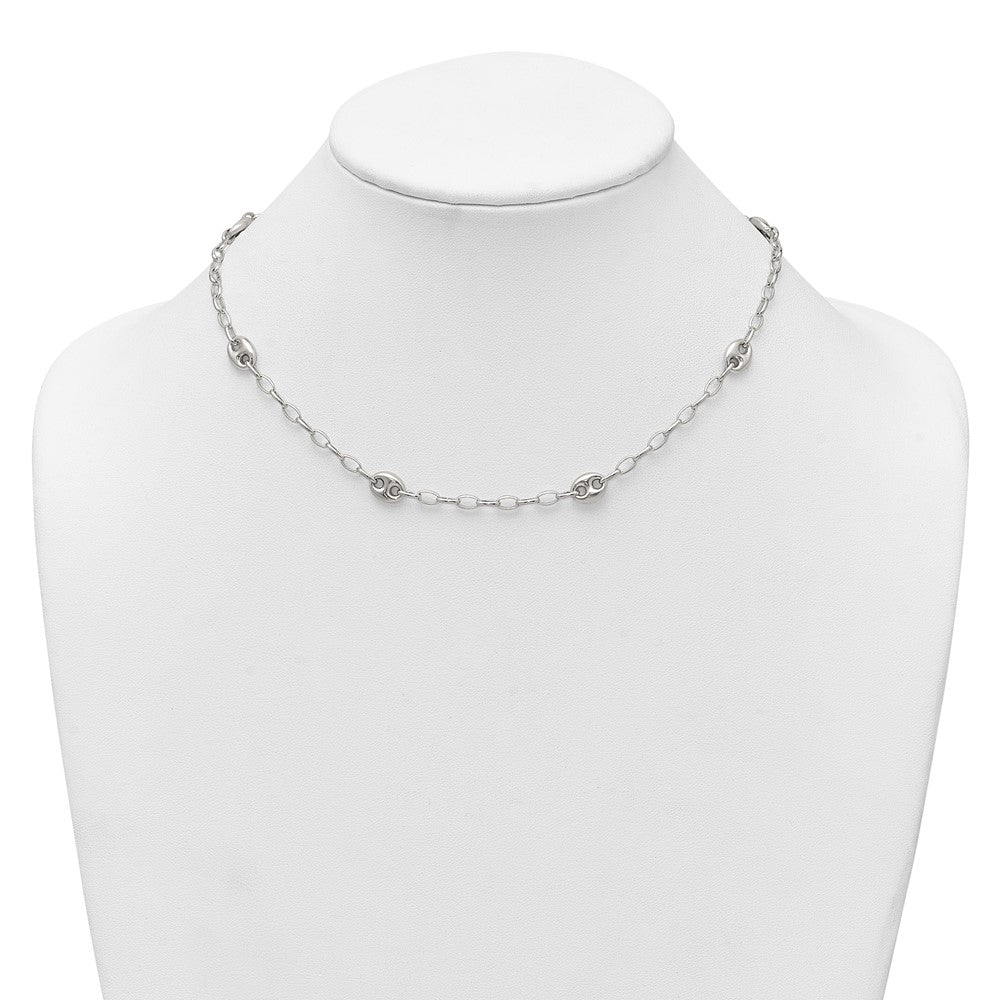 Sterling Silver . Puffed Mariner Link Bracelet