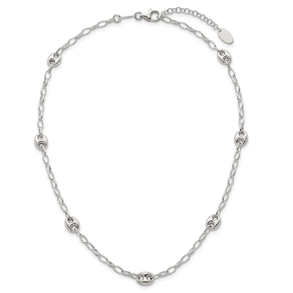 Sterling Silver . Puffed Mariner Link Bracelet