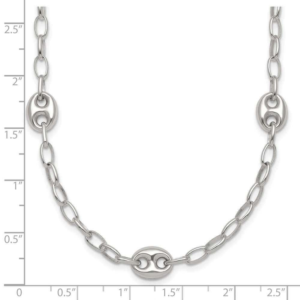 Sterling Silver . Puffed Mariner Link Bracelet