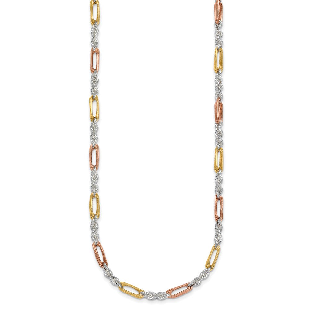 SS Rose/Gold-tone Polished 4.0mm Figaro Rope Bracelet