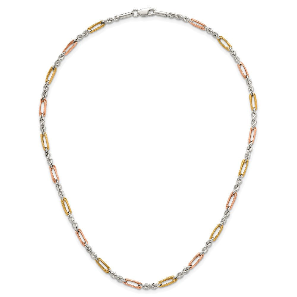 SS Rose/Gold-tone Polished 4.0mm Figaro Rope Bracelet