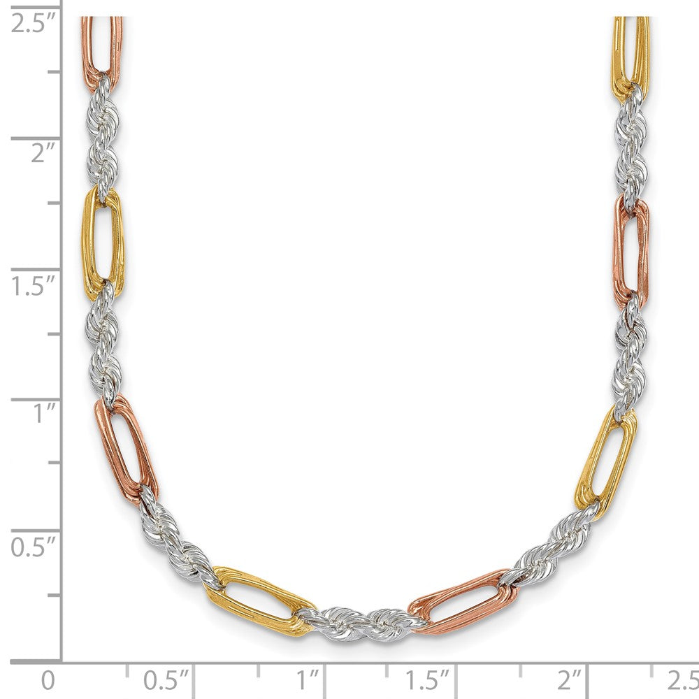 SS Rose/Gold-tone Polished 4.0mm Figaro Rope Bracelet