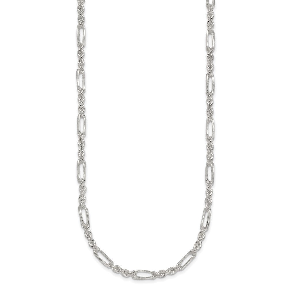 Sterling Silver Polished 4.0mm Figaro Rope Bracelet
