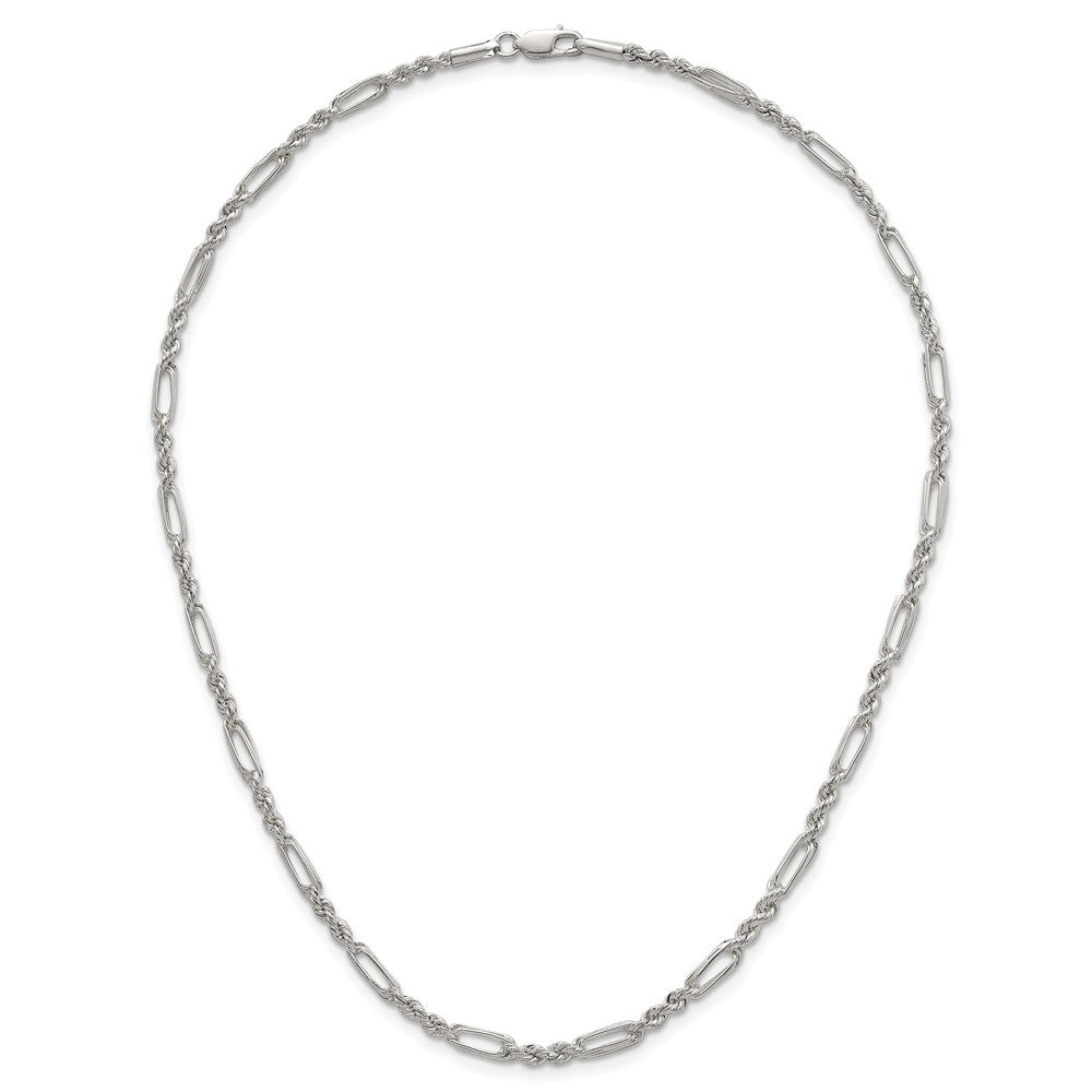 Sterling Silver Polished 4.0mm Figaro Rope Bracelet