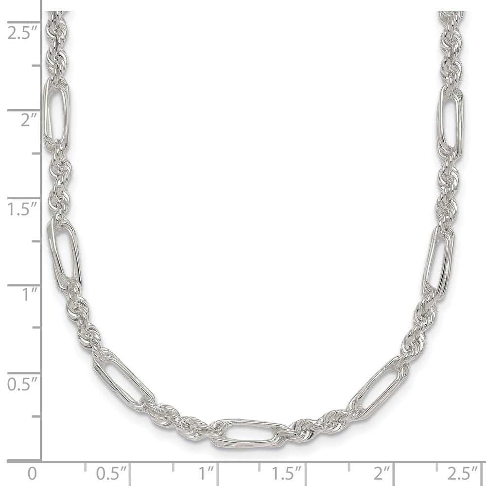 Sterling Silver Polished 4.0mm Figaro Rope Bracelet