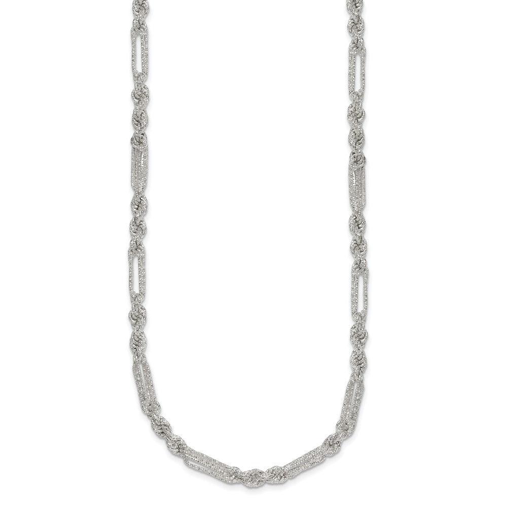 Sterling Silver Polished Textured 4.5mm Figaro Rope Bracelet