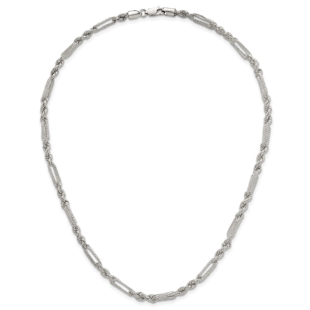Sterling Silver Polished Textured 4.5mm Figaro Rope Bracelet