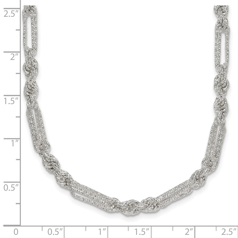 Sterling Silver Polished Textured 4.5mm Figaro Rope Bracelet