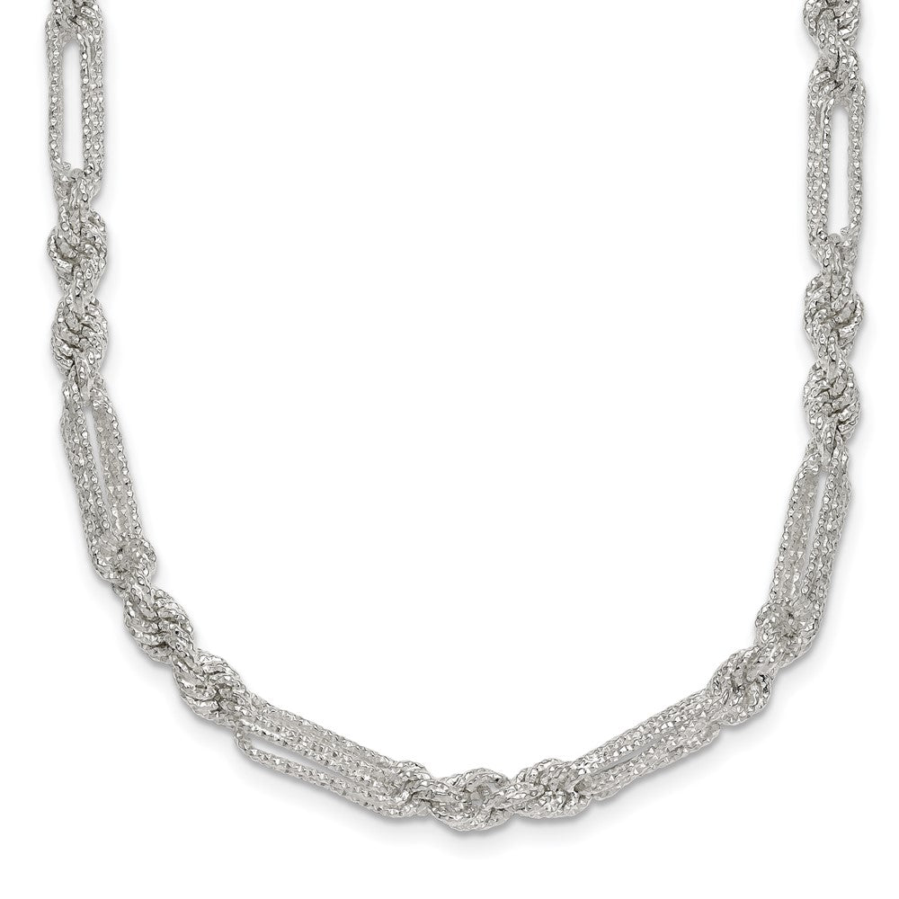 Sterling Silver Polished Textured 4.5mm Figaro Rope Bracelet